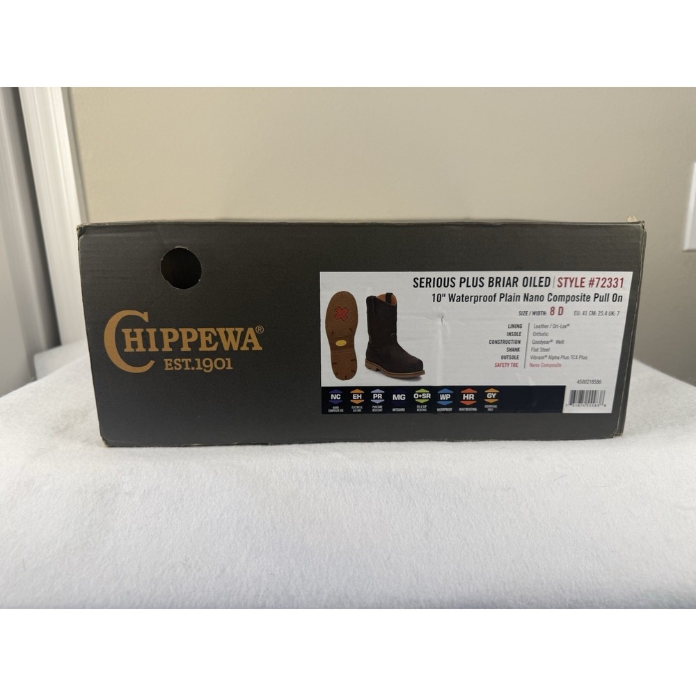 Chippewa Work Boots Mens 8D Women's 9.5 NIB Waterproof Nano Toe - Picture 4 of 16